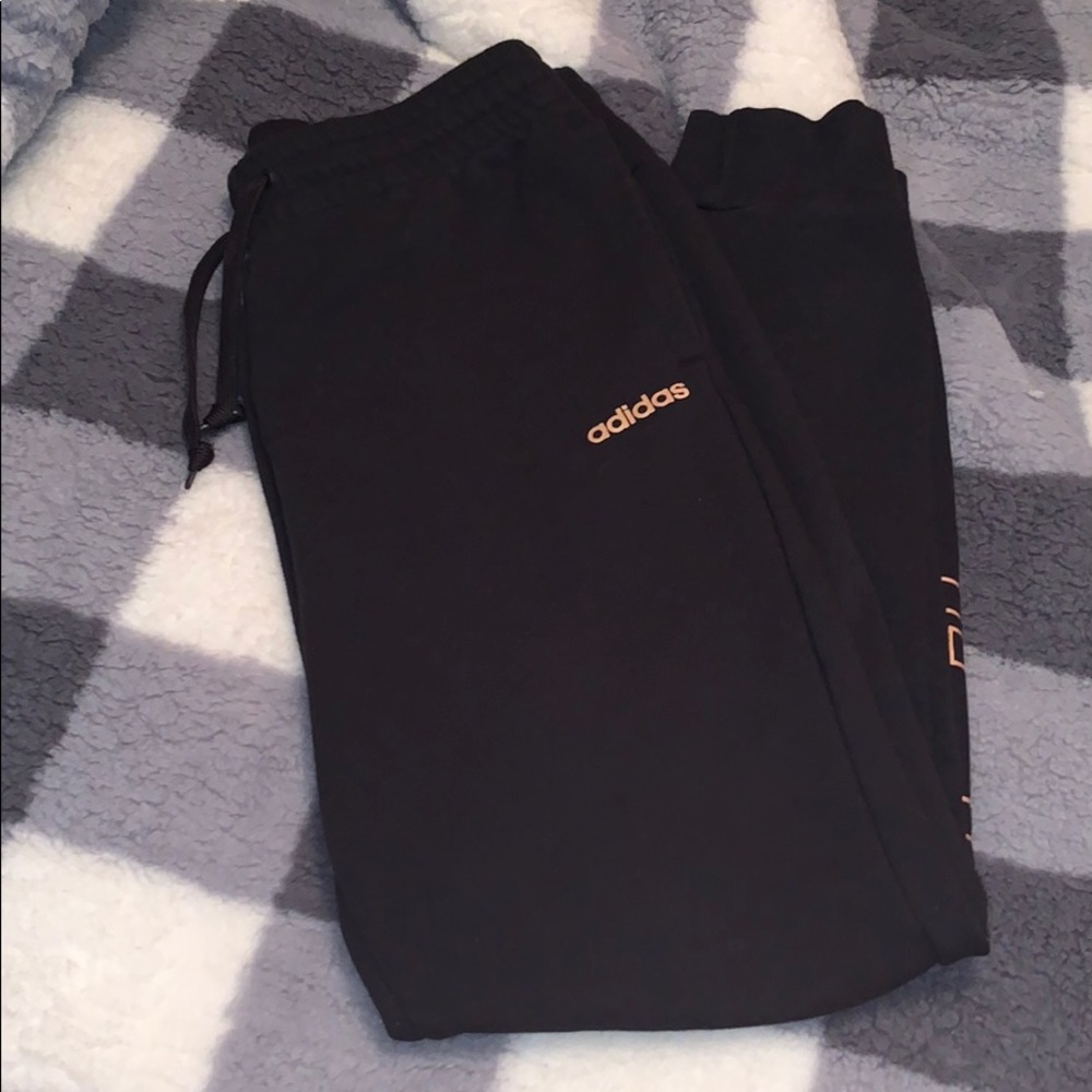Adidas Black Sweat Pants with Gold Logo